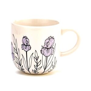 DEMDACO February Birth Flower Iris Cream Purple 10 Oz Stoneware Coffee Cup Mug